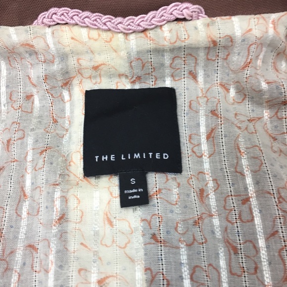 The Limited brown blazer linen satin piping beaded - Picture 7 of 8